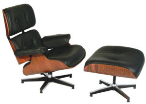 Chair and ottoman designed by Charles Eames